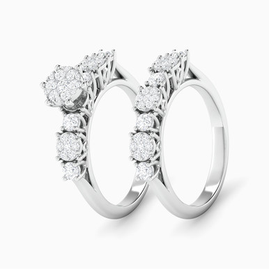 Circle Diamond Twin Rings in 18K Gold - RN128833W18DI1