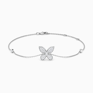 Butterfly Diamond Chain Bracelet in 18K Gold - BR401185W18DI1