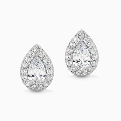 1.28 CT Pear Lab Grown Diamond Stud Earrings in 18K Gold - SAE05084