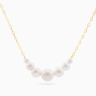 Round Pearl Necklace in 18K Gold - LNE00126 Round Pearl Necklace in 18K Gold - LNE00126