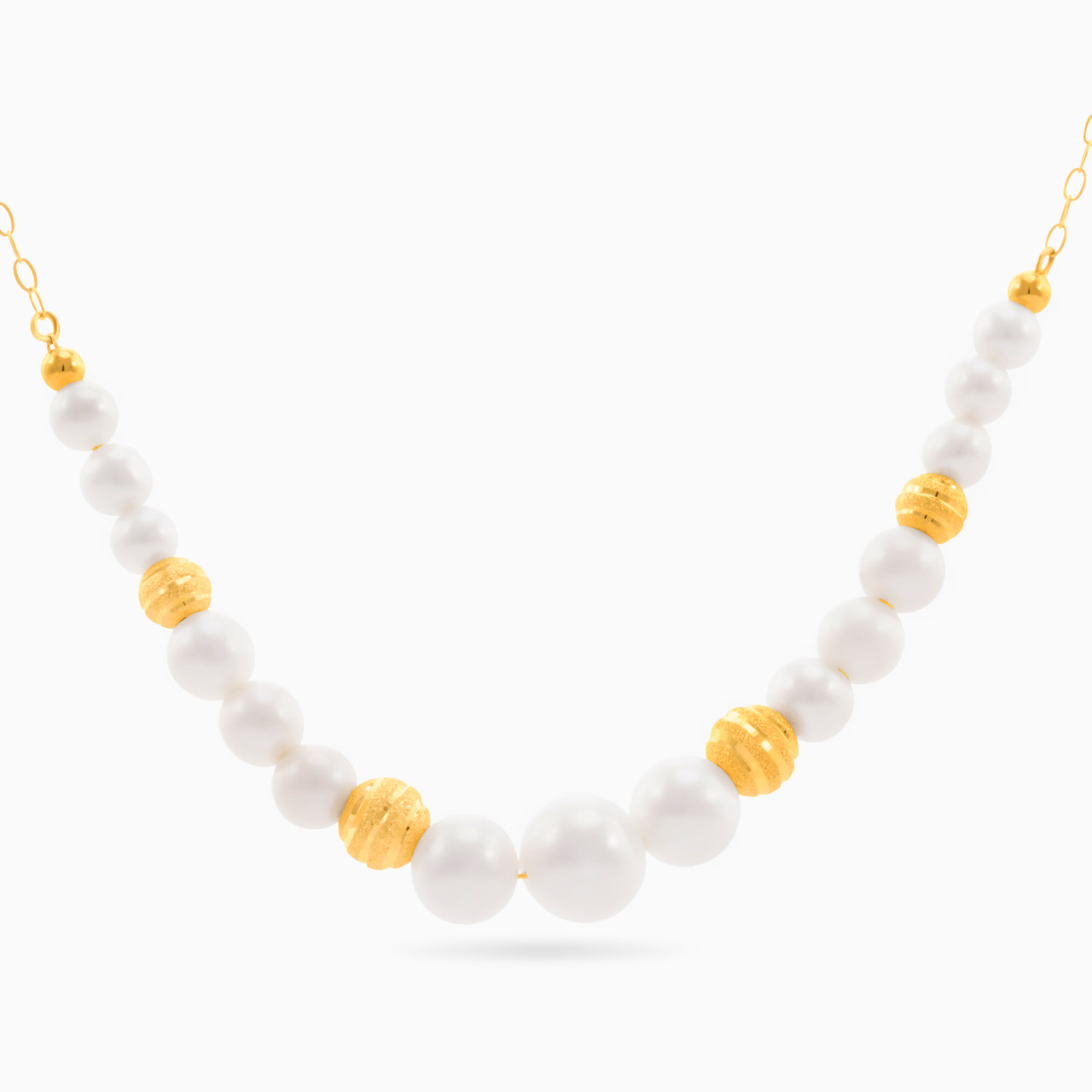 18K Gold Pearl Chain Necklace