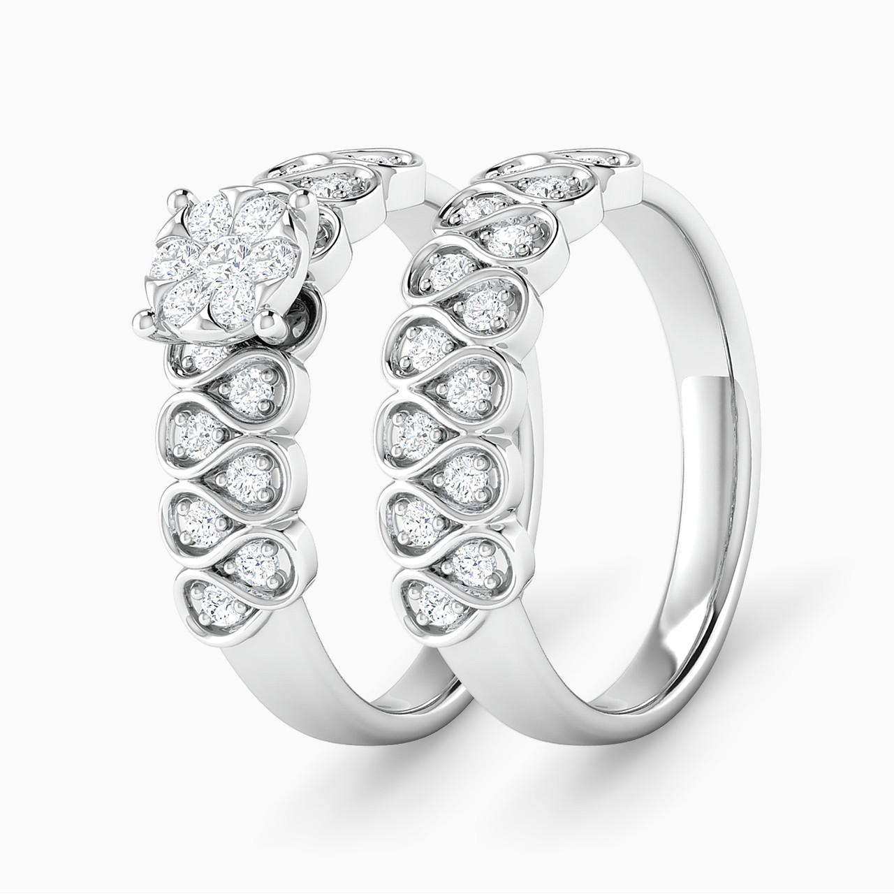 18K Gold Diamond Twin Rings