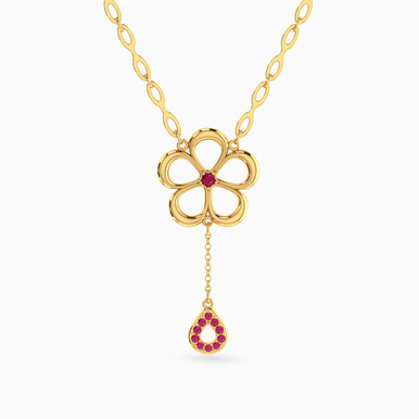 Flower Rose Stone Necklace in 18K Gold - 21046111040