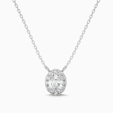 0.68 CT Oval Lab Grown Diamond Pendant in 18K Gold - SAP05086
