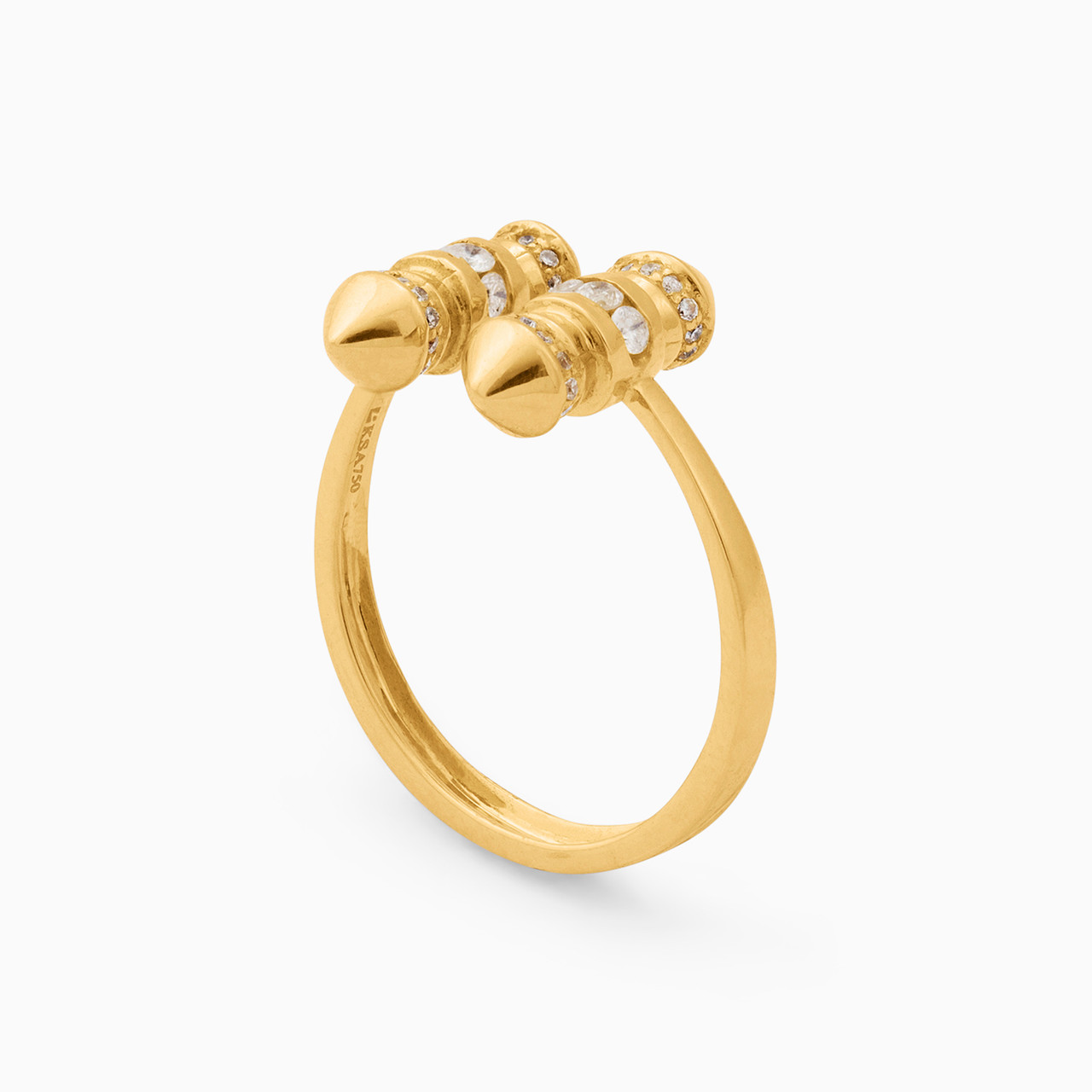 18K Gold Cubic Zirconia Two-headed Ring