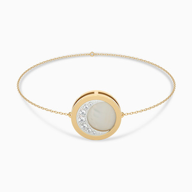 Crescent Diamond & Enamel Coated Chain Bracelet in 18K Gold - AJB02314A Crescent Diamond & Enamel Coated Chain Bracelet in 18K Gold - AJB02314A
