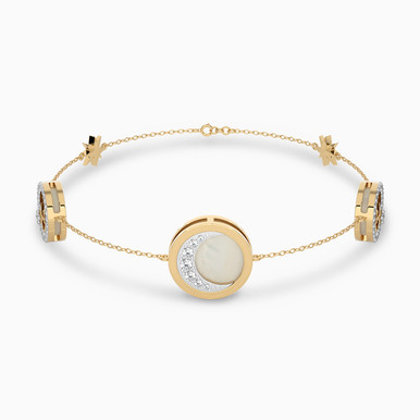 Crescent Diamond & Enamel CoatedChain Bracelet in 18K Gold - AJB02315A