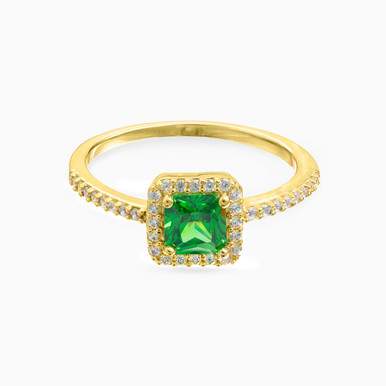 Square Green Stones Gold Plated Ring - 2952650