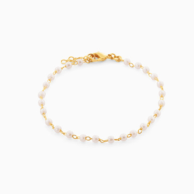 Circle Pearl Gold Plated Chain Bracelet - 97373718