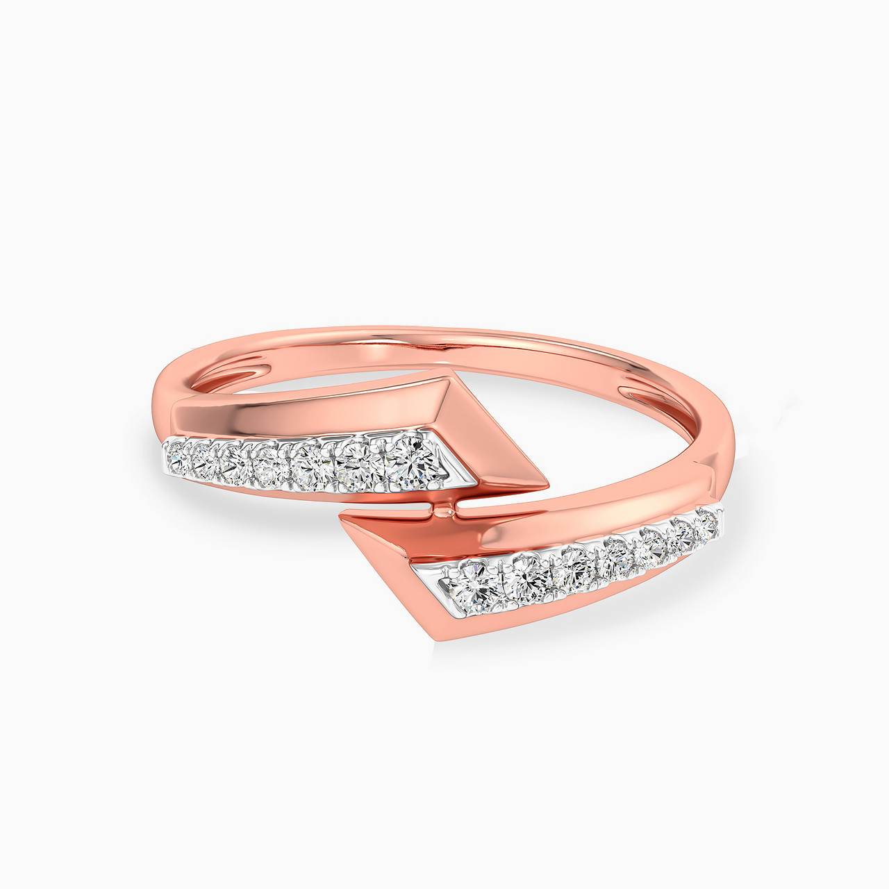 Tapered Baguette Shaped Diamond Statement Ring in 18K Gold