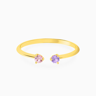 Circle Colored Stones Open Ring in 18K Gold - 21048030092