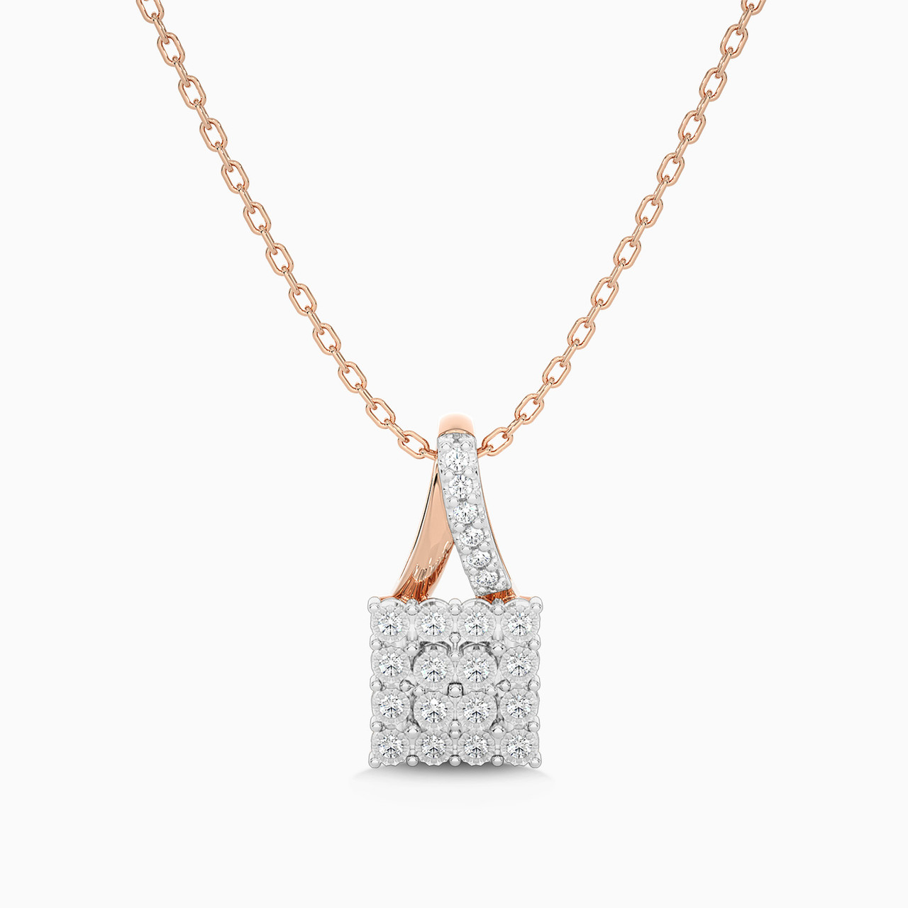 Square Shaped Diamond Pendant in 18K Gold