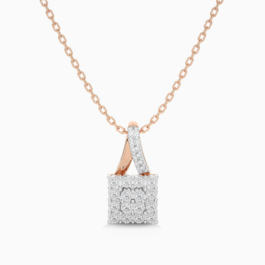 Square Diamond Pendant in 18K Gold - SAP03057