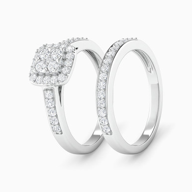 Square Diamond Twin Rings in 18K Gold - RN022665W18DI1