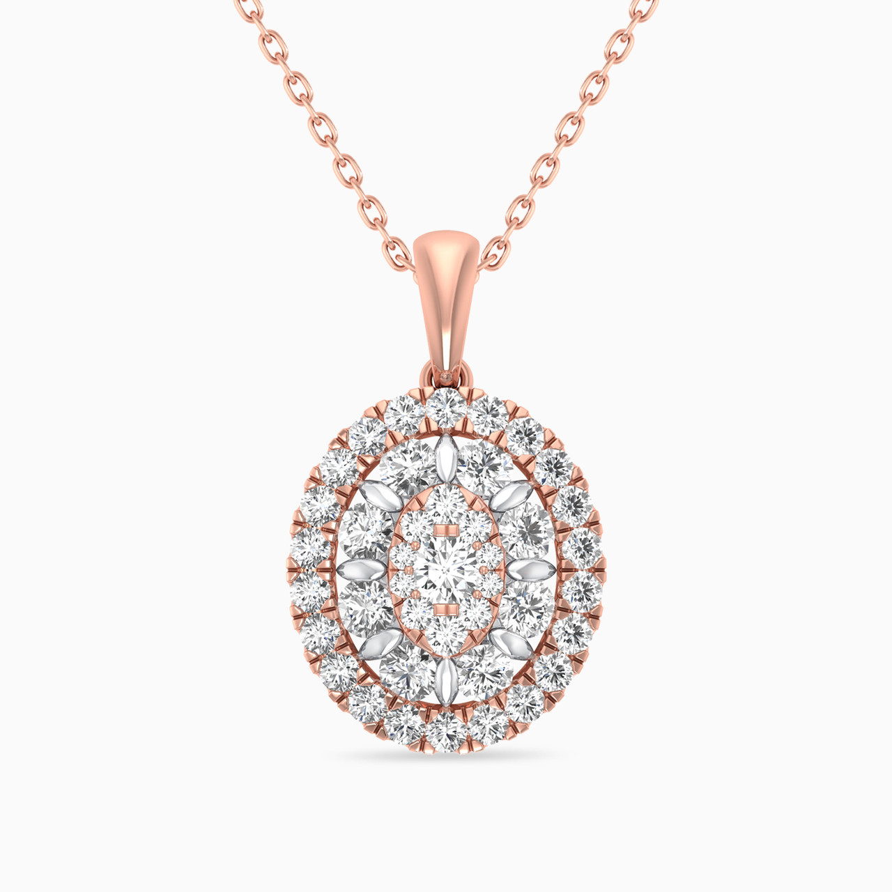 Oval Shaped Diamond Pendant in 18K Gold