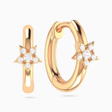 Star Diamond Hoop Earrings in 18K Gold - HP400722P18DI1 Star Diamond Hoop Earrings in 18K Gold - HP400722P18DI1