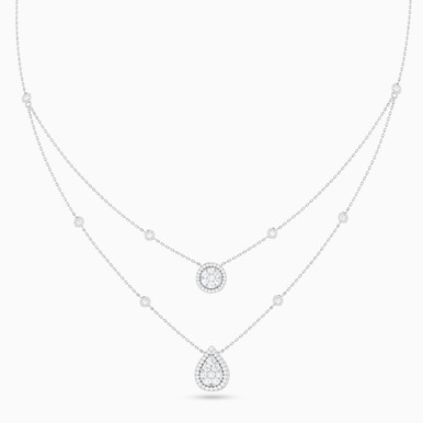 Multi-shaped Diamond Layered Necklace in 18K Gold - NT112335W18DI1