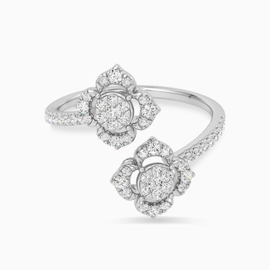 Flower Diamond Open Ring in 18K Gold - KR610172 Flower Diamond Open Ring in 18K Gold - KR610172