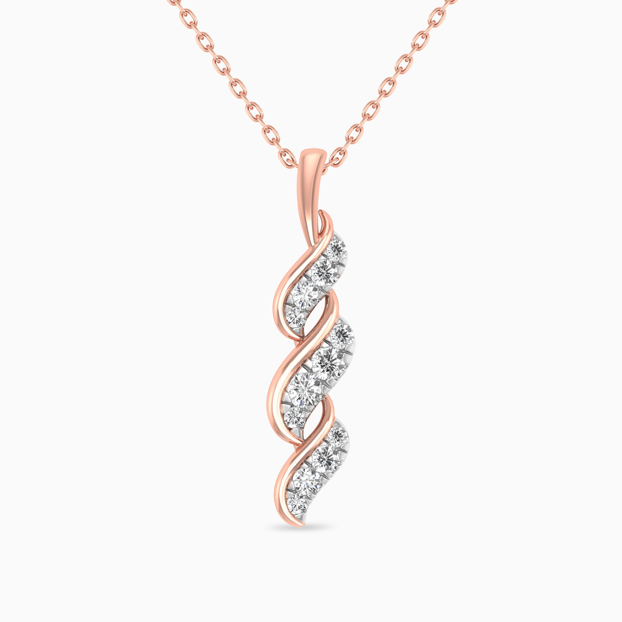 Wave Shaped Diamond Pendant in 18K Gold