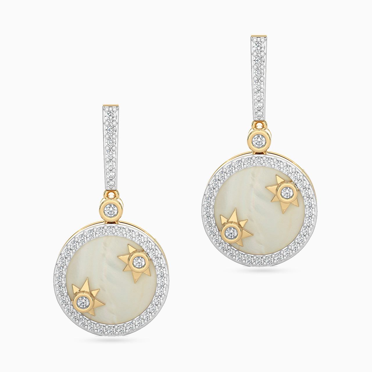 18K Gold Diamond & Enamel Coated Drop Earrings