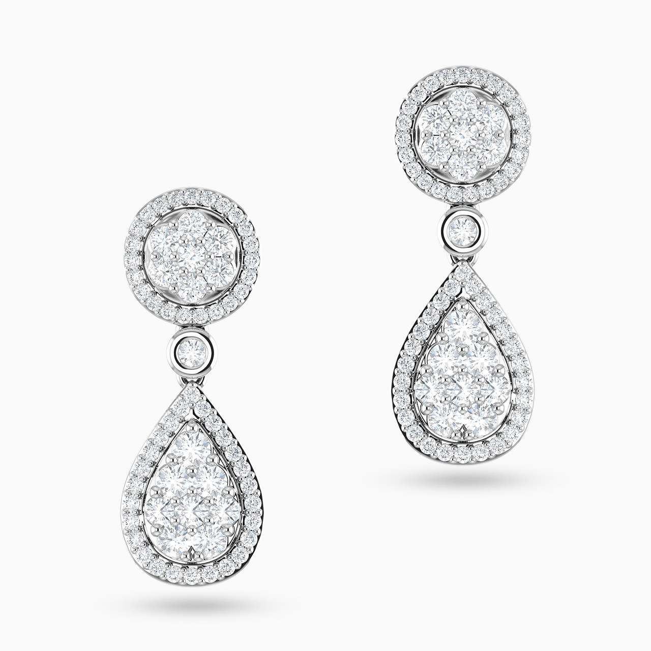 Multi-shaped Diamond Drop Earrings in 18K Gold 