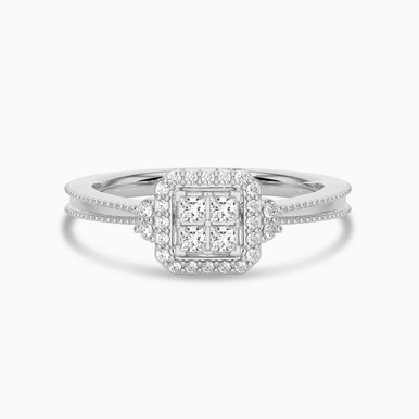 Square Diamond Ring in 18K Gold - AMR03821-14