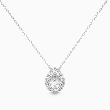 0.65 CT Pear Lab Grown Diamond Necklace in 18K Gold - AJN02628