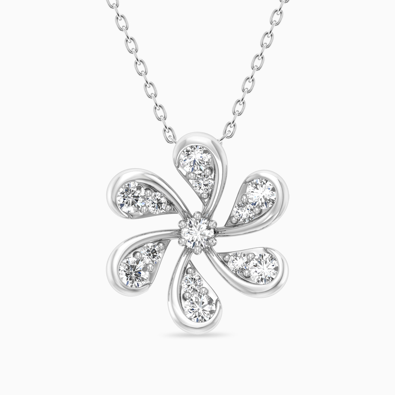 Flower Shaped Diamond Pendant in 18K Gold