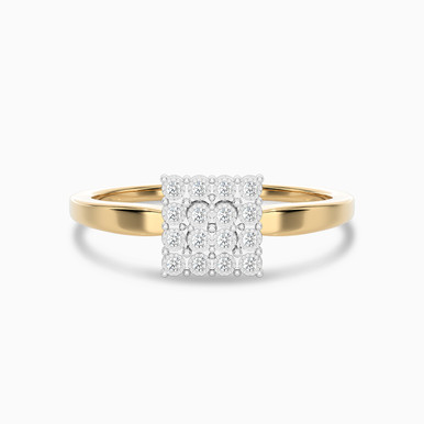 Square Diamond Ring in 18K Gold - SAR03059-14