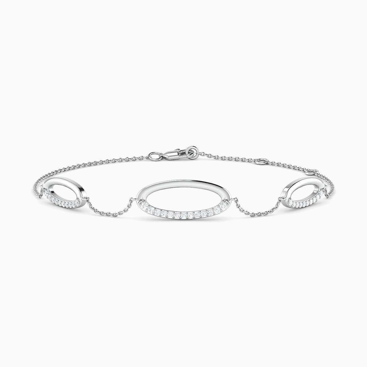 Oval Shaped Diamond Chain Bracelet in 18K Gold