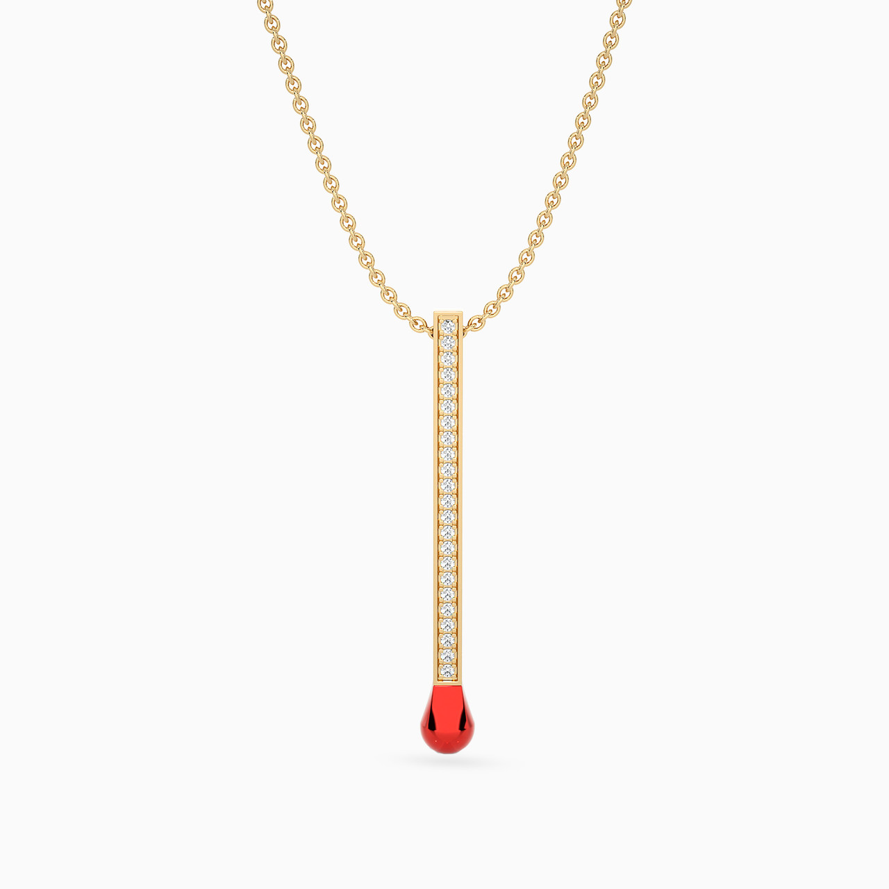 Matchstick Diamonds & Enamel Coated Pendant in 18K Gold