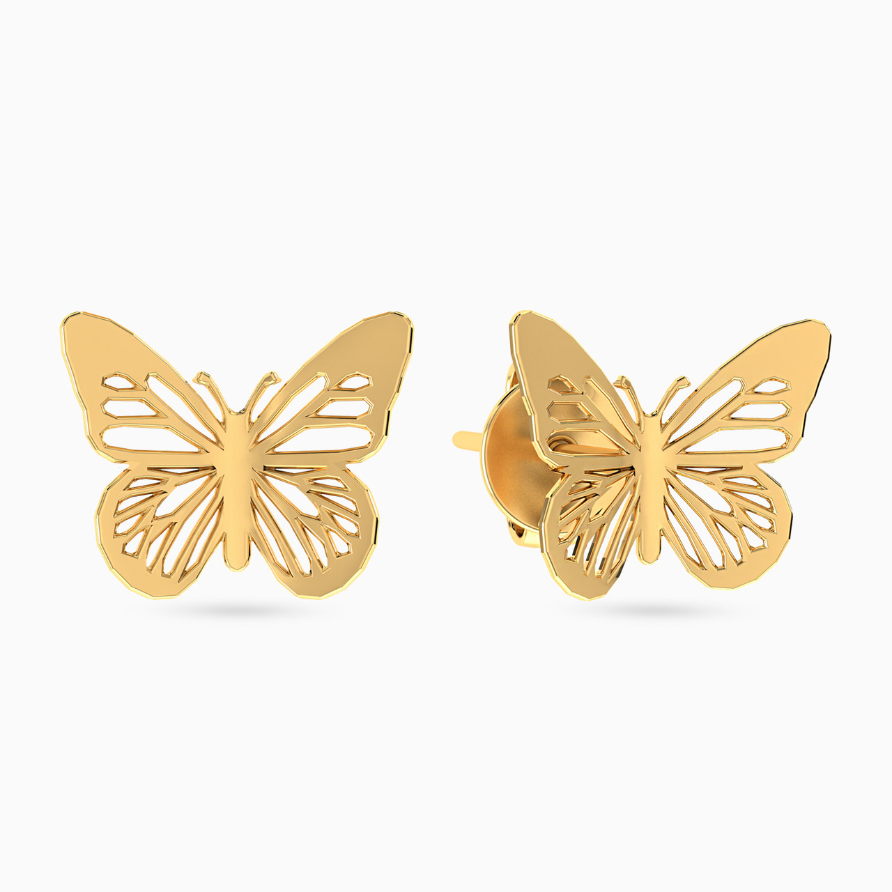 Butterfly Shaped Stud Earrings in 18K Gold