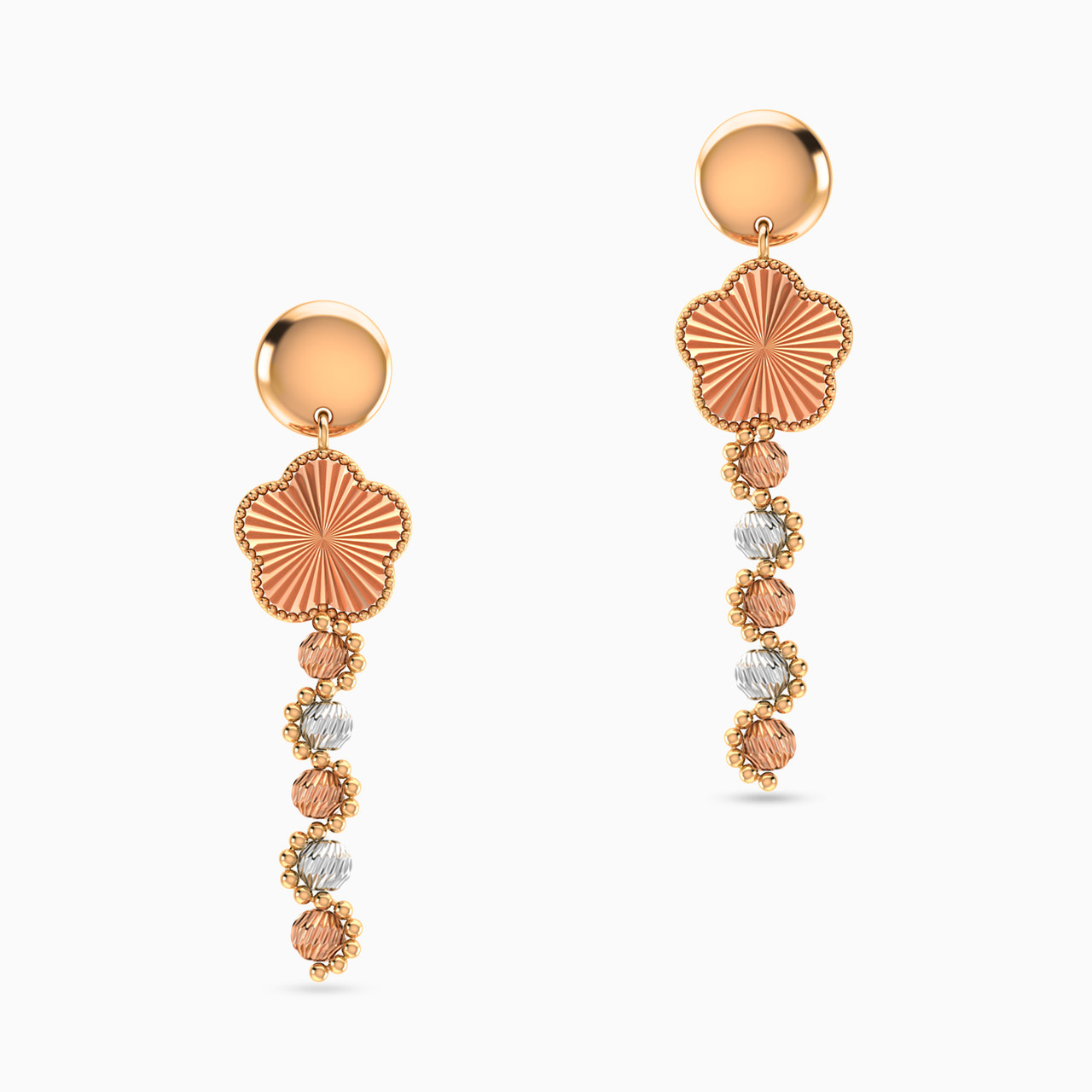 Flower Shaped Drop Earrings in 21K Gold 