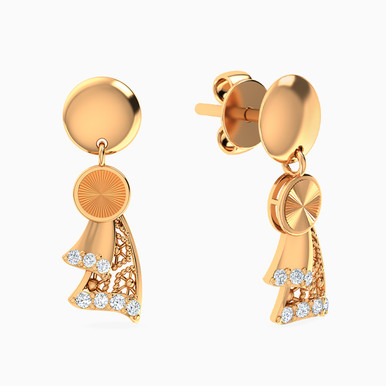 Abstract Drop Earrings in 21K Gold - 12003110057