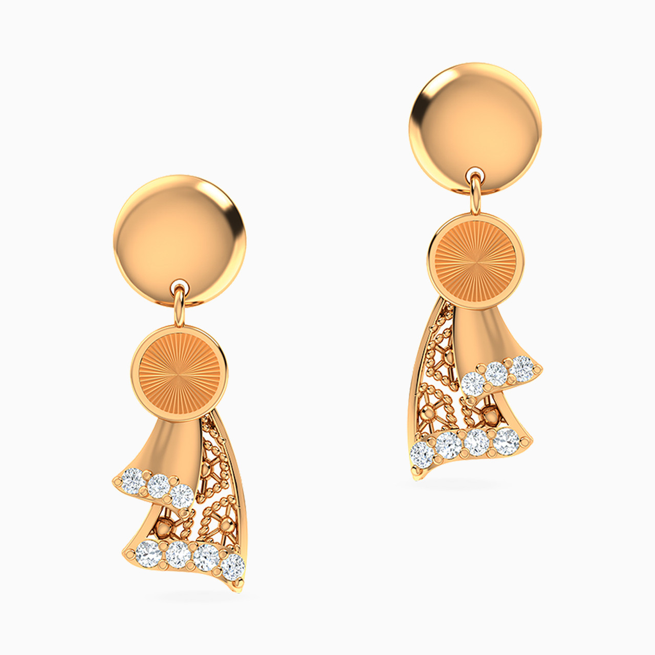 Multi-shaped Drop Earrings in 21K Gold