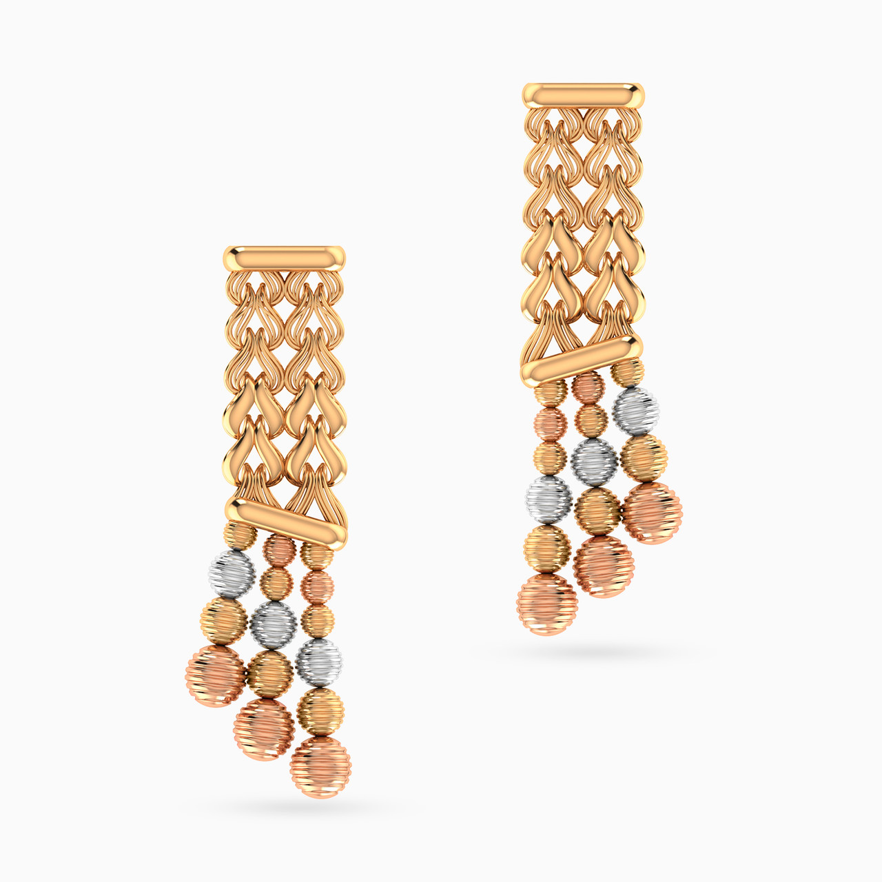 Multi-shaped Drop Earrings in 21K Gold