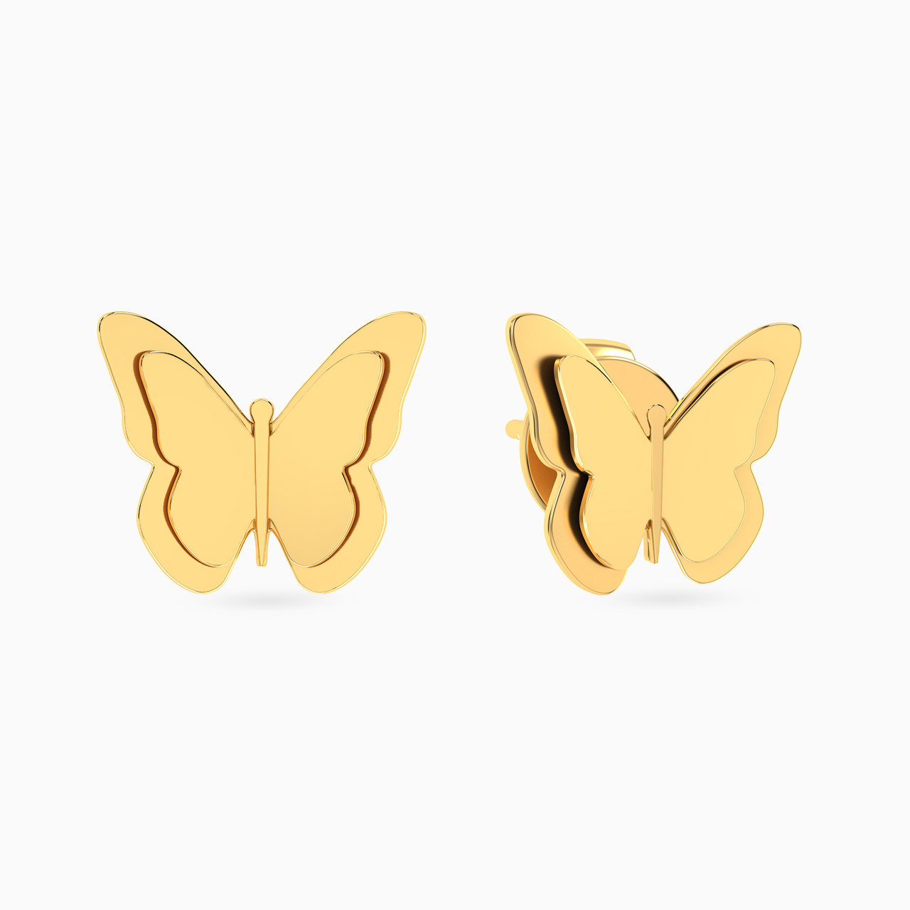 Butterfly Shaped Stud Earrings in 18K Gold