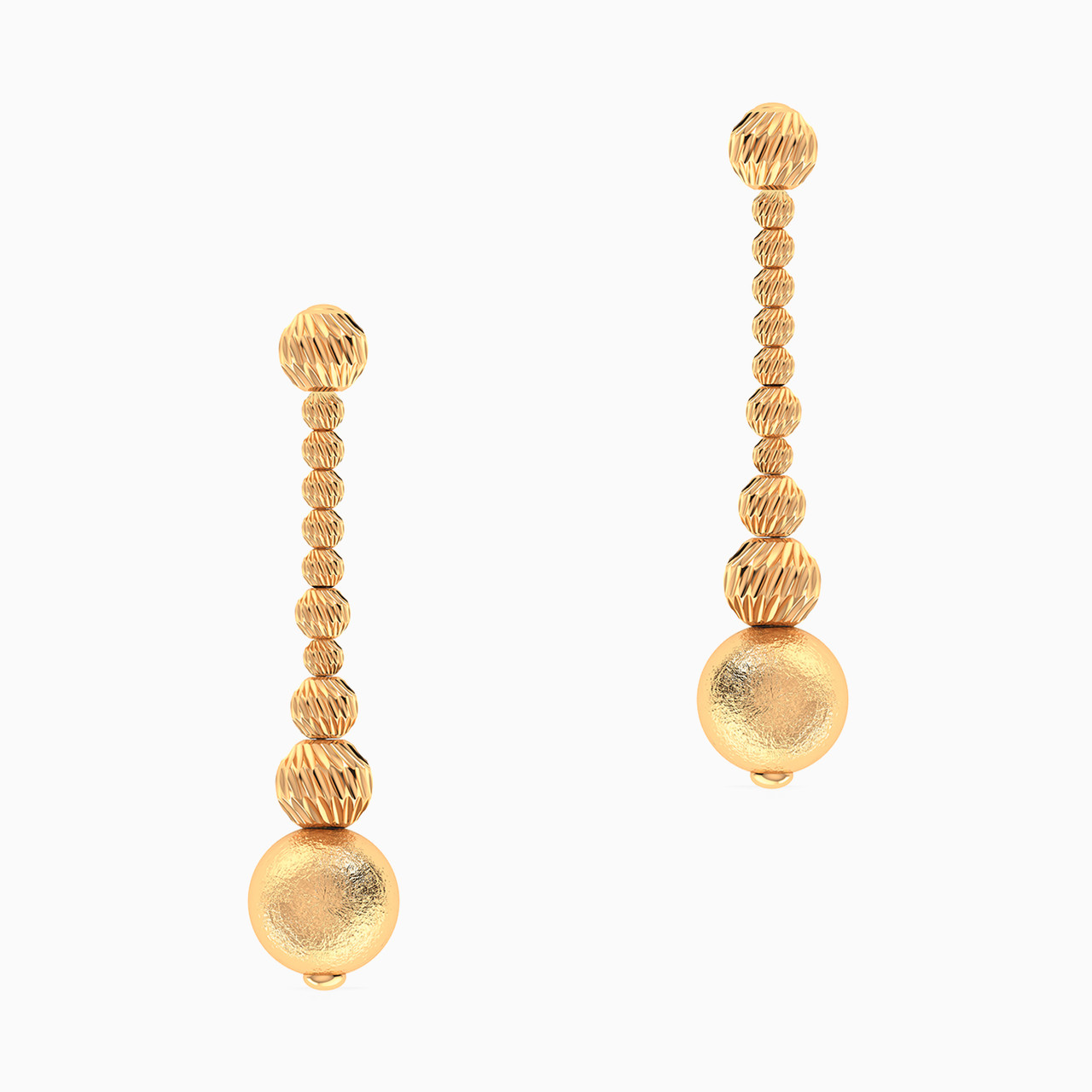 Sphere Shaped Drop Earrings in 21K Gold