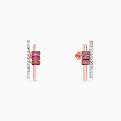 Baguette Diamond Stud Earrings in 18K Gold - KE609733RB