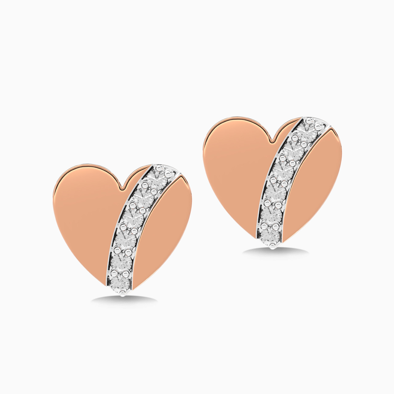 Heart Shaped Diamond Kids Stud Earrings in 18K Gold