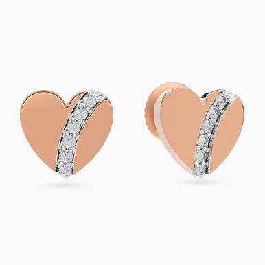 Kids Heart Diamond Stud Earrings in 18K Gold - 31051110006