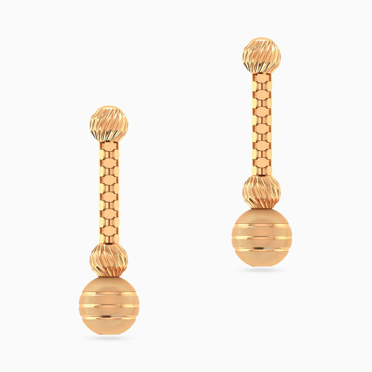 Sphere Shaped Drop Earrings in 21K Gold