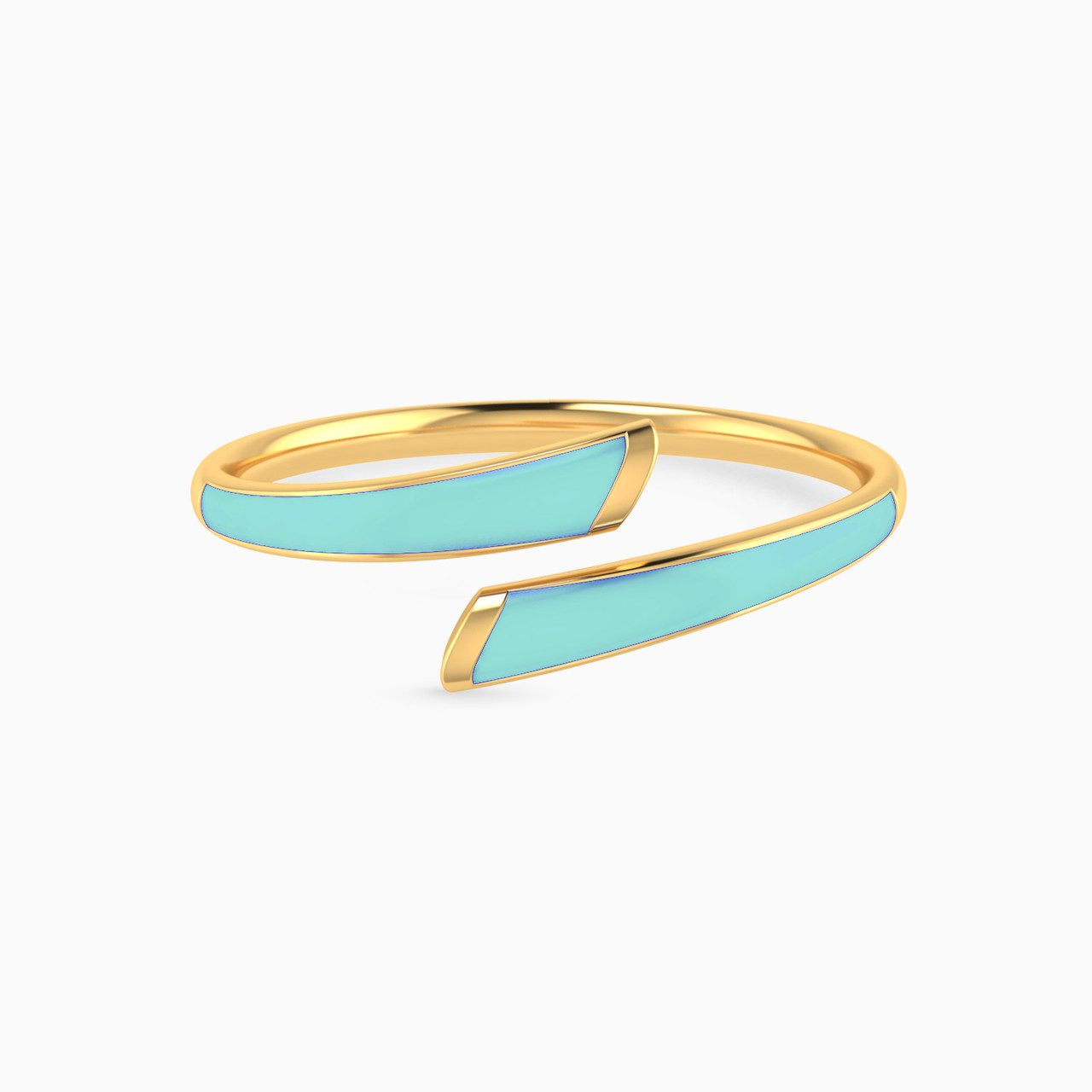 Abstract Shaped Enamel Coated Two-headed Ring in 18K Gold