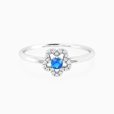 Flower Diamond & Colored Stones Ring in 18K Gold - LRG50080