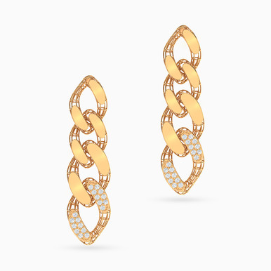 Links Drop Earrings in 21K Gold - 12003110061