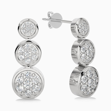 Circle Diamond Stud Earrings in 18K Gold - SAE03123