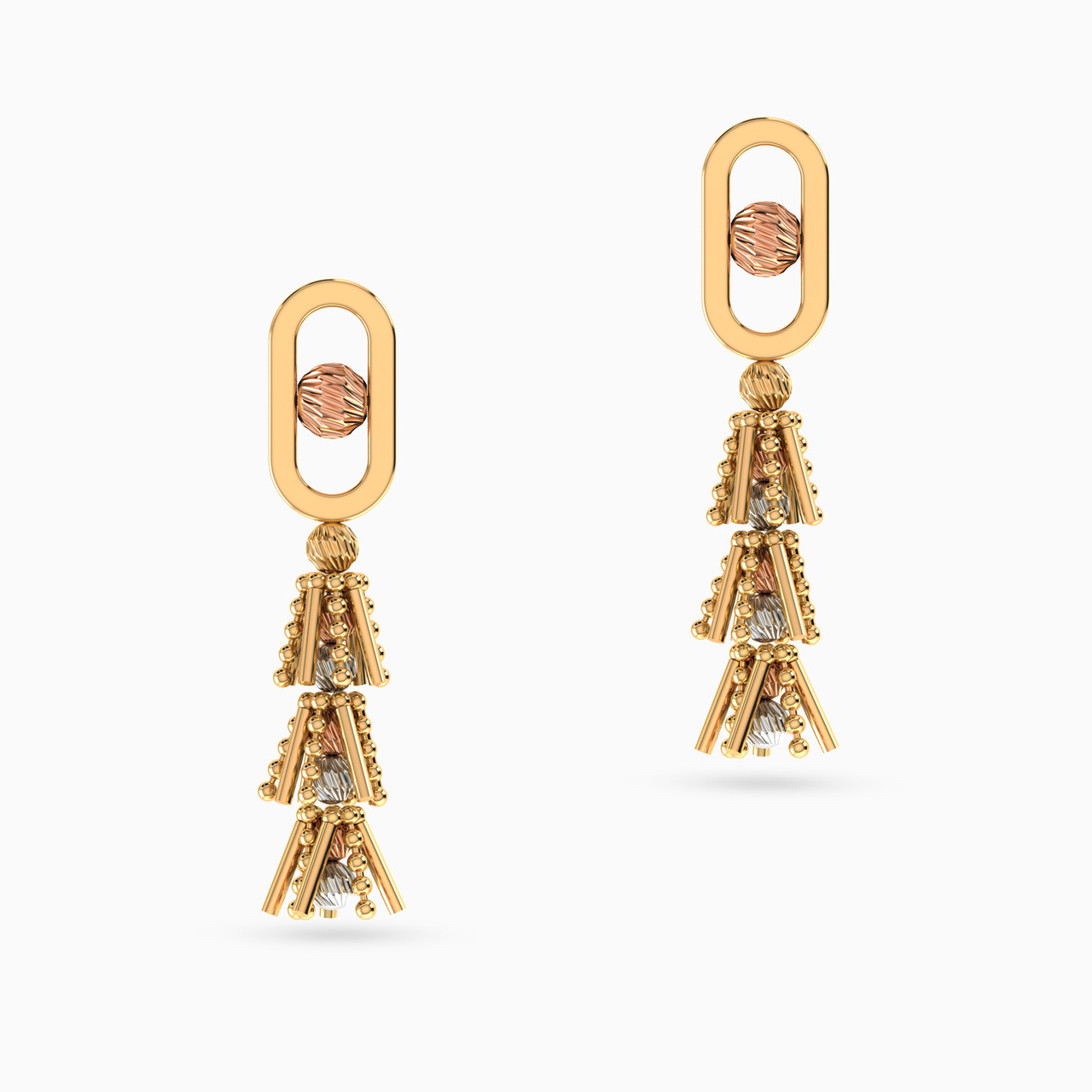 Multi-shaped Drop Earrings in 21K Gold