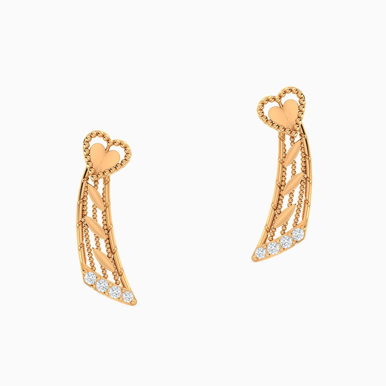 Heart Shaped Drop Earrings in 21K Gold