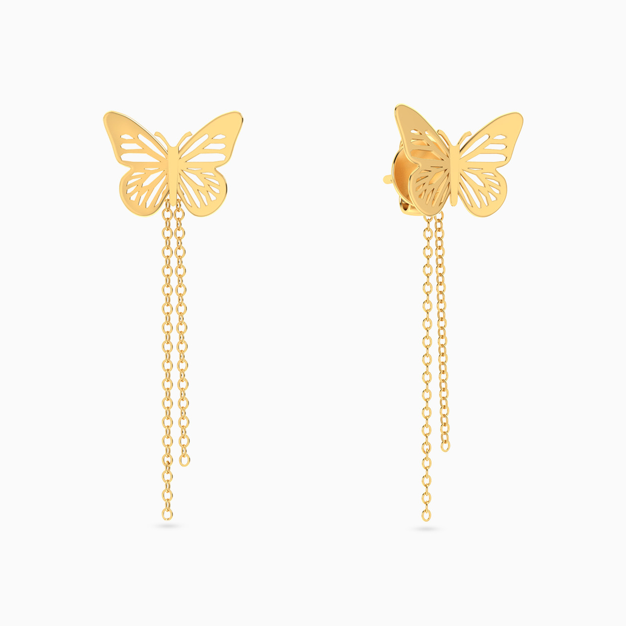 Butterfly Shaped Drop Earrings in 18K Gold