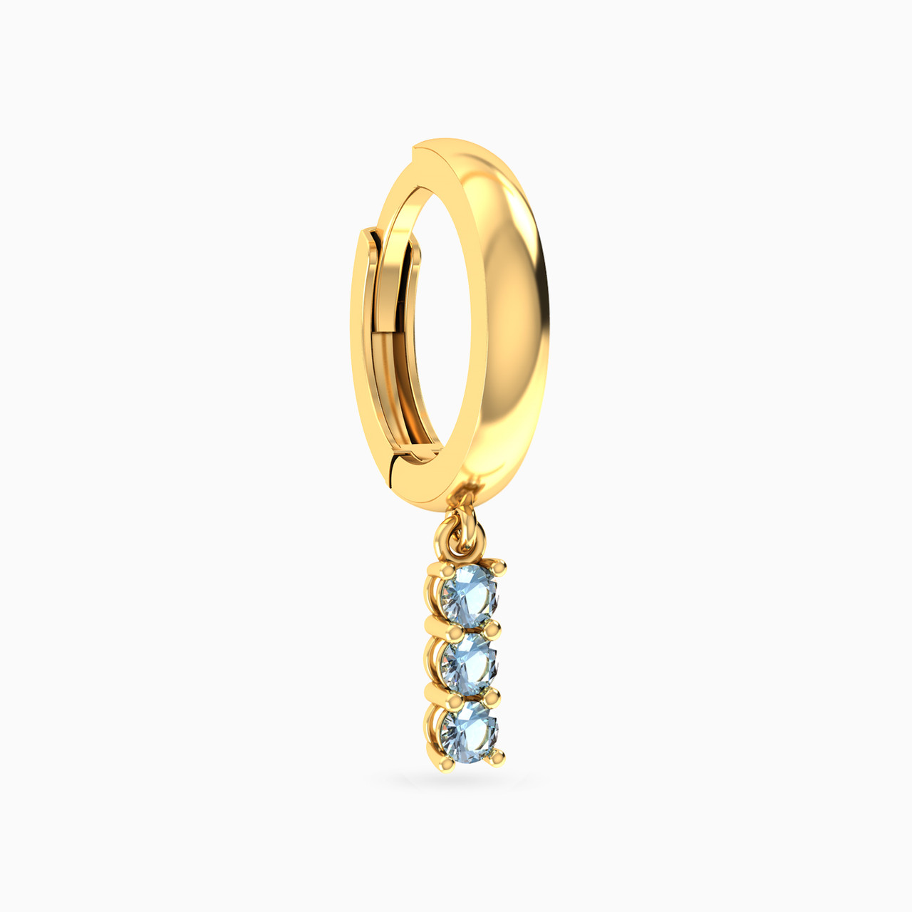 Round Shaped Colored Stones Hoop Earring in 18K Gold